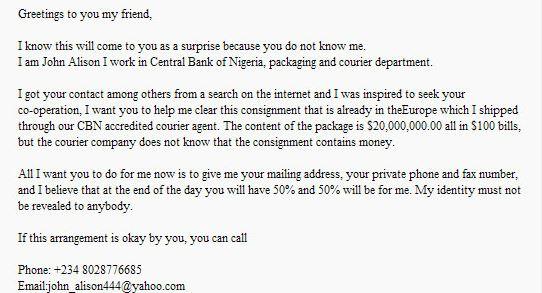 Letters nigerian scam Nigeria letter