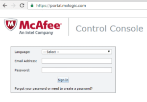 mx logic mcafee control console